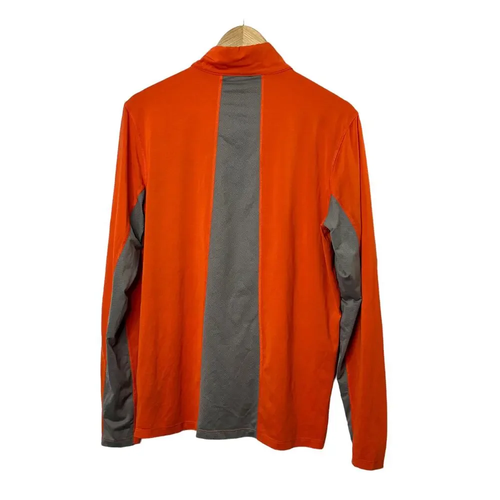 The North Face Orange & Gray Long Sleeve 1/4 Zip Pullover Shirt Men's Medium